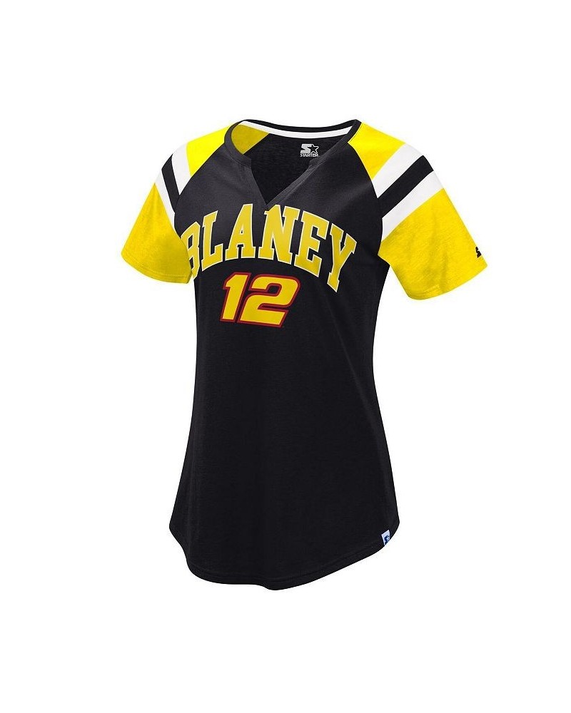 Women's Black Yellow Ryan Blaney Game On Notch V-Neck T-shirt Black, Yellow $18.48 Tops