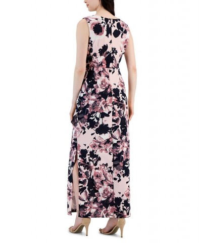 Women's Floral Ruffled-Front Embellished-Shoulder Maxi Dress Mauve $47.52 Dresses