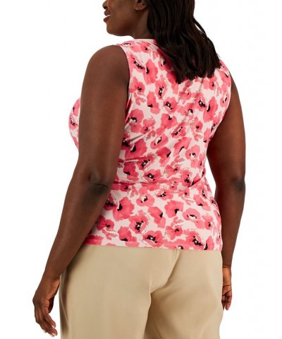 Plus Size Floral Sleeveless Knit Blouse Camellia Multi $29.75 Tops