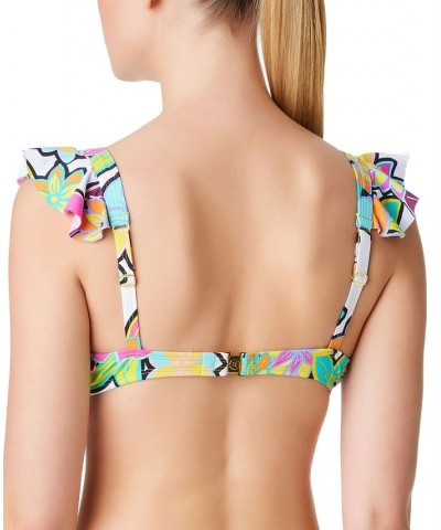 Women's Color Crush Ruffled Tie-Front Bikini Top & Matching Bottoms White Multi $46.55 Swimsuits