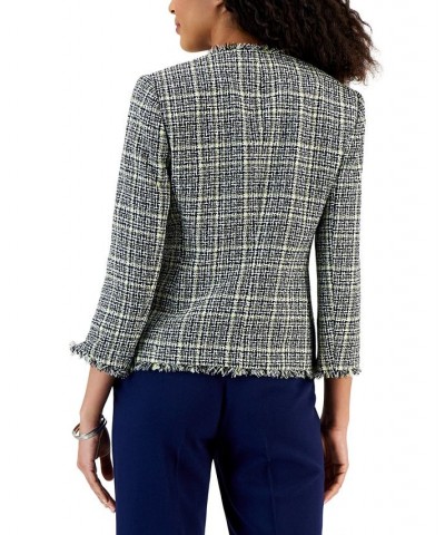 Petite Tweed Fringed Open-Front Jacket Pale Yellow Multi $45.77 Jackets