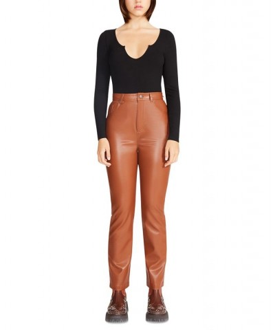 Women's Josie Faux-Leather Pants Cognac $17.03 Pants