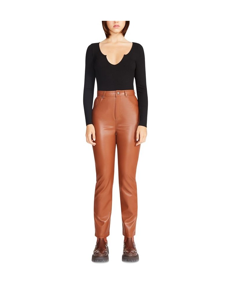 Women's Josie Faux-Leather Pants Cognac $17.03 Pants