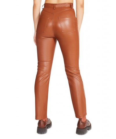 Women's Josie Faux-Leather Pants Cognac $17.03 Pants