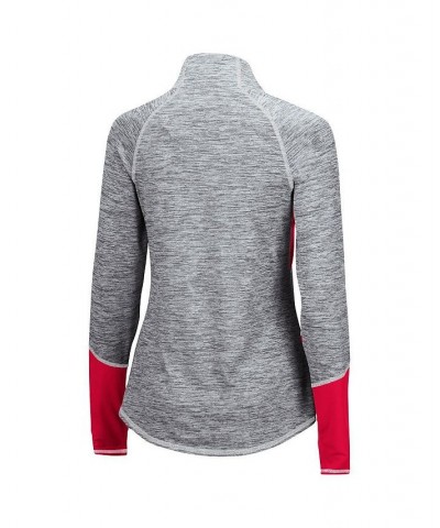 Women's Heathered Gray Red Wisconsin Badgers Color Block Space-Dye Raglan Quarter-Zip Top Heathered Gray, Red $30.80 Sweatshirts