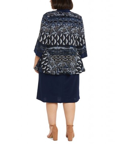 Plus Size Sleeveless Dress and 3/4-Sleeve Mesh Jacket Navy $30.72 Dresses