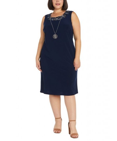 Plus Size Sleeveless Dress and 3/4-Sleeve Mesh Jacket Navy $30.72 Dresses