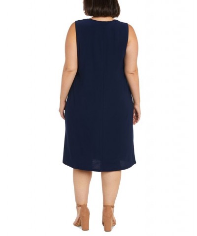 Plus Size Sleeveless Dress and 3/4-Sleeve Mesh Jacket Navy $30.72 Dresses