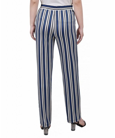 Petite Wide Waist Pull On Pants Navy Geo Stripe $15.04 Pants