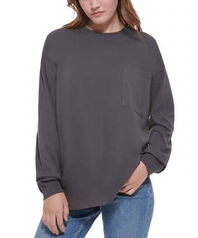 Women's Downtown Cotton Pocket Top Forged Iron $21.04 Tops