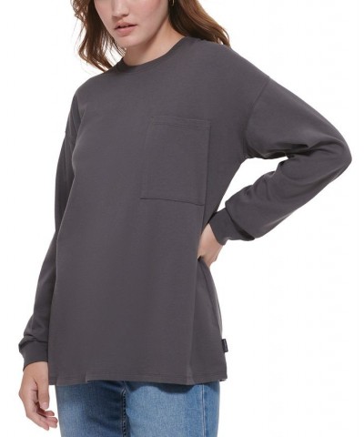 Women's Downtown Cotton Pocket Top Forged Iron $21.04 Tops