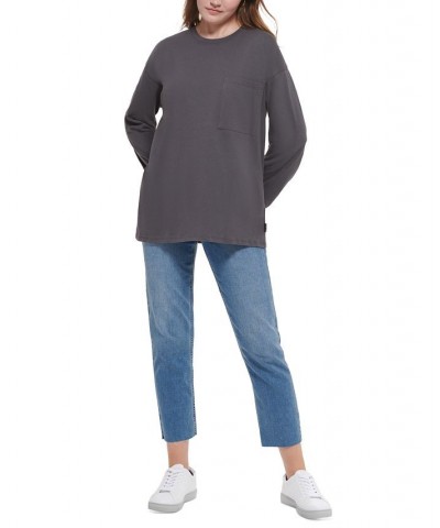 Women's Downtown Cotton Pocket Top Forged Iron $21.04 Tops