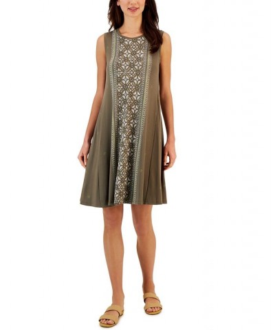 Women's Printed Sleeveless Flip-Flop Dress Green $18.77 Dresses