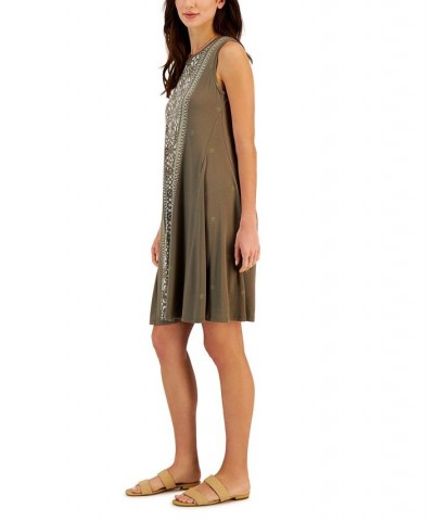 Women's Printed Sleeveless Flip-Flop Dress Green $18.77 Dresses