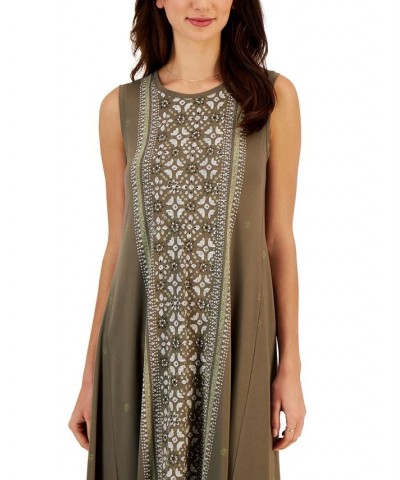 Women's Printed Sleeveless Flip-Flop Dress Green $18.77 Dresses