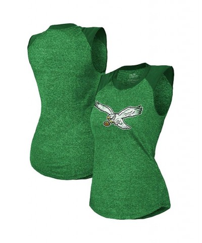 Women's Threads Kelly Green Philadelphia Eagles Retro Tri-Blend Raglan Muscle Tank Top Kelly Green $24.50 Tops