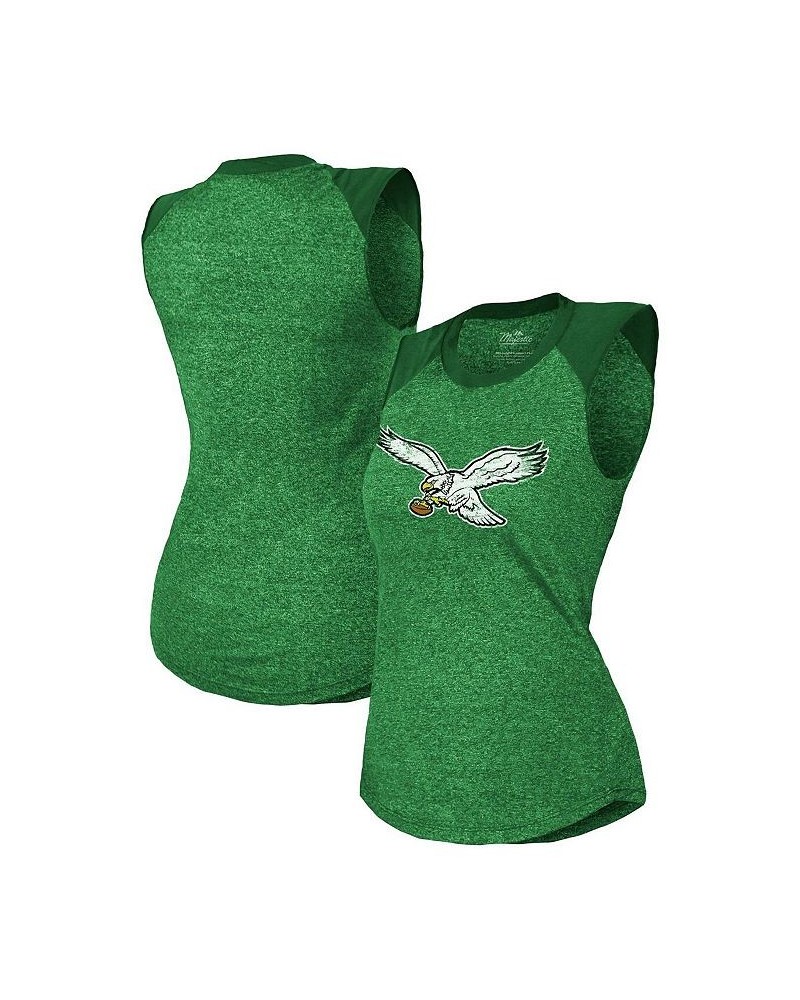 Women's Threads Kelly Green Philadelphia Eagles Retro Tri-Blend Raglan Muscle Tank Top Kelly Green $24.50 Tops