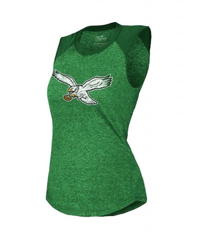 Women's Threads Kelly Green Philadelphia Eagles Retro Tri-Blend Raglan Muscle Tank Top Kelly Green $24.50 Tops