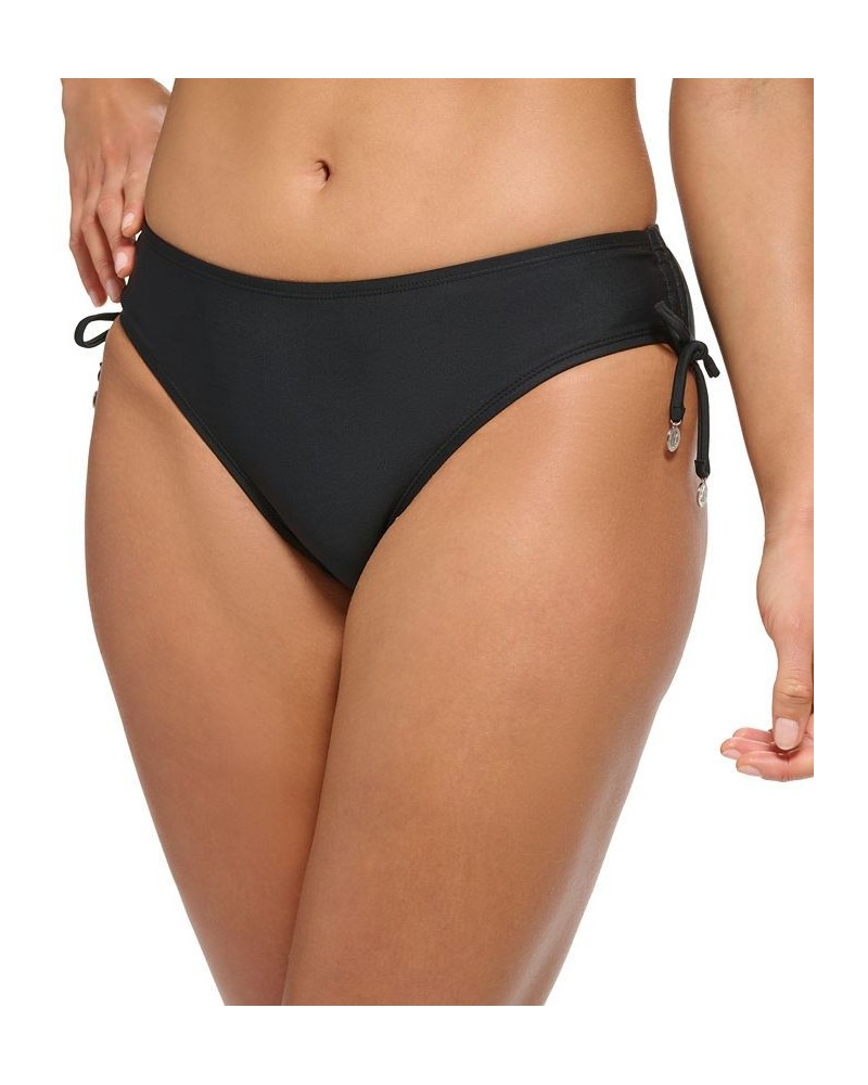 Women's Convertible Bandeau Tie-Front Bikini Top & Side-Tie Brief Bottoms Black $44.00 Swimsuits