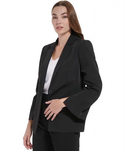 Women's Ruched Sleeve Split Cuff Blazer Black $21.93 Jackets