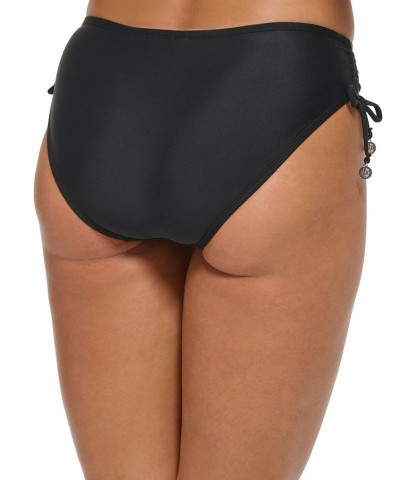 Women's Convertible Bandeau Tie-Front Bikini Top & Side-Tie Brief Bottoms Black $44.00 Swimsuits