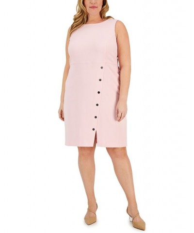 Plus Size Snap-Front Sheath Dress Pink $31.26 Dresses
