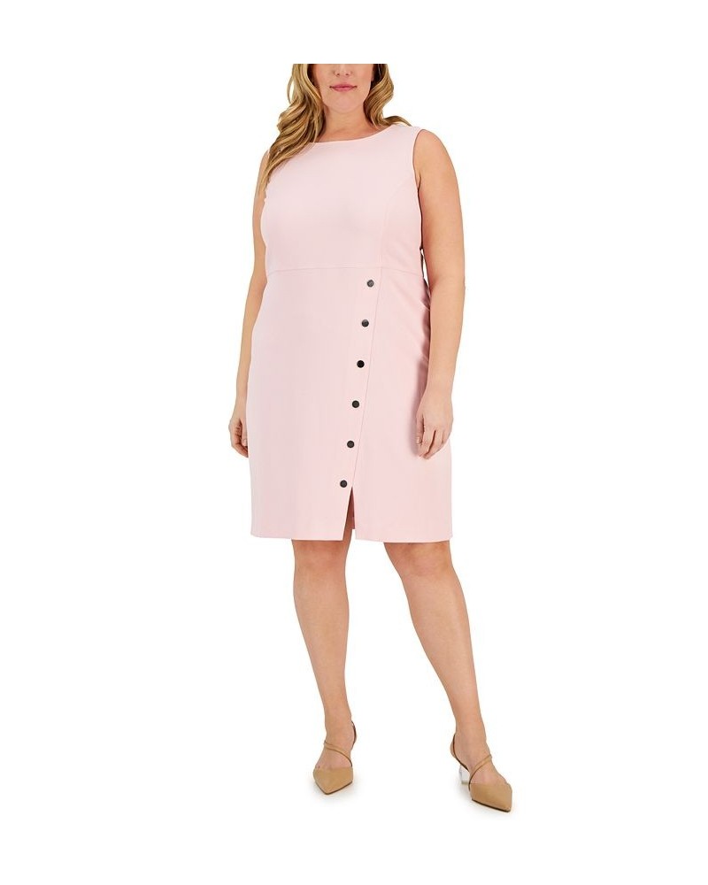 Plus Size Snap-Front Sheath Dress Pink $31.26 Dresses