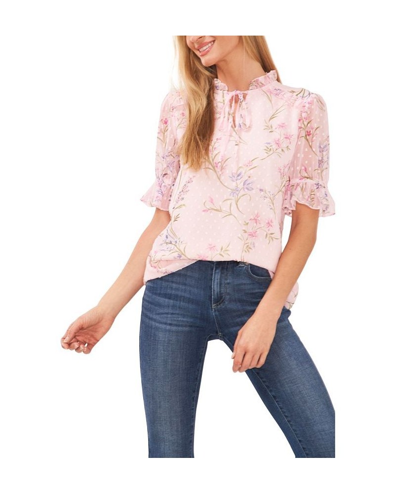 Women's Tie Neck Floral Blouse Multi $42.72 Tops