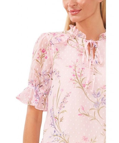 Women's Tie Neck Floral Blouse Multi $42.72 Tops