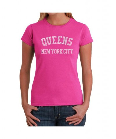 Women's Word Art T-Shirt - Popular Queens Neighborhoods Black $17.64 Tops