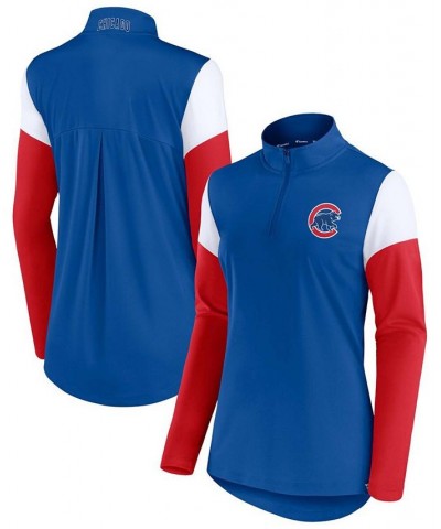 Women's Royal Red Chicago Cubs Authentic Fleece Quarter-Zip Jacket Royal $28.70 Jackets