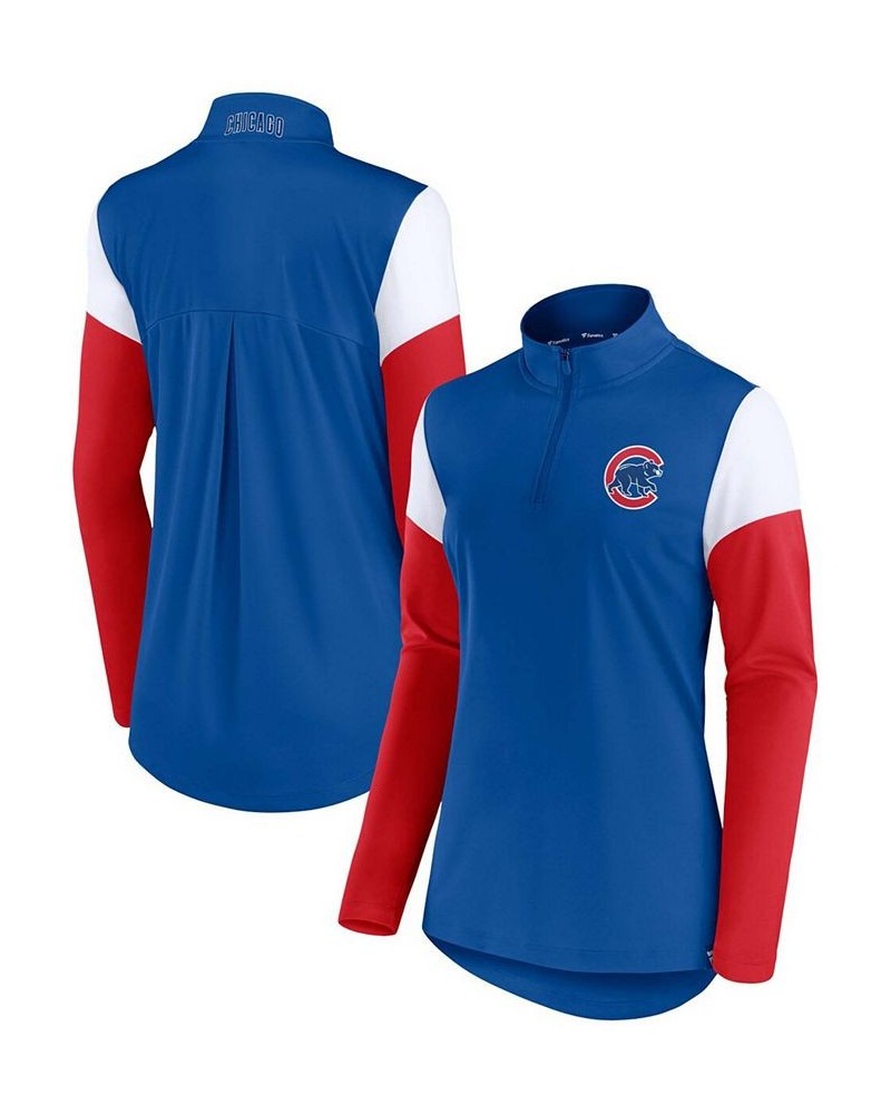 Women's Royal Red Chicago Cubs Authentic Fleece Quarter-Zip Jacket Royal $28.70 Jackets