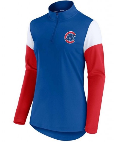 Women's Royal Red Chicago Cubs Authentic Fleece Quarter-Zip Jacket Royal $28.70 Jackets