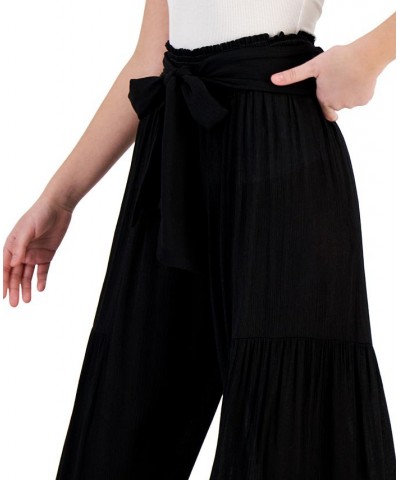 Women's Tie-Waist Wide-Leg Cover-Up Pants Black $43.20 Swimsuits