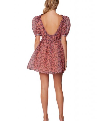 Women's Venus Rising Printed Puff-Sleeve Fit & Flare Dress Pink Floral $47.36 Dresses