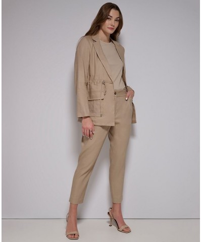 Women's One-Button Linen Utility Jacket Tan/Beige $64.41 Jackets