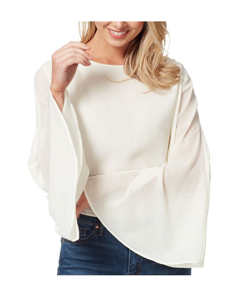 Women's Monique Ruched Trumpet-Sleeve Top White $17.94 Tops