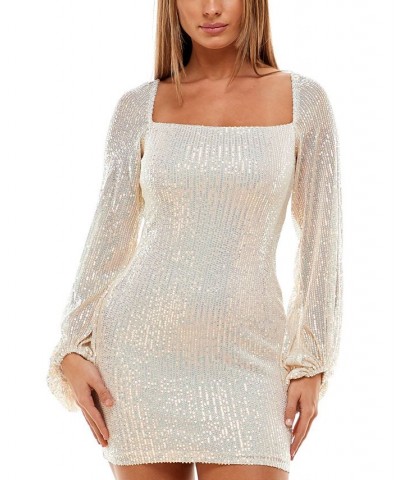 Juniors' Sequin Bodycon Dress Ivory $27.43 Dresses