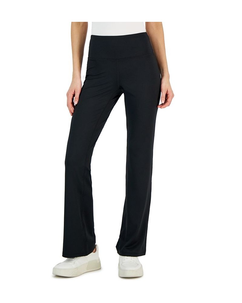 Women's Contoured-Waist Flared Leggings Black $11.21 Pants