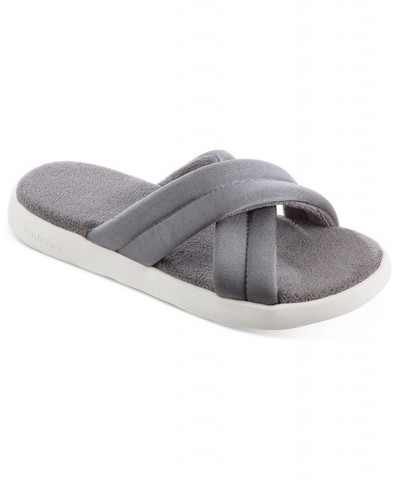 Women's Zenz Satin Pintucked Slide Slip-Ons Gray $19.20 Shoes