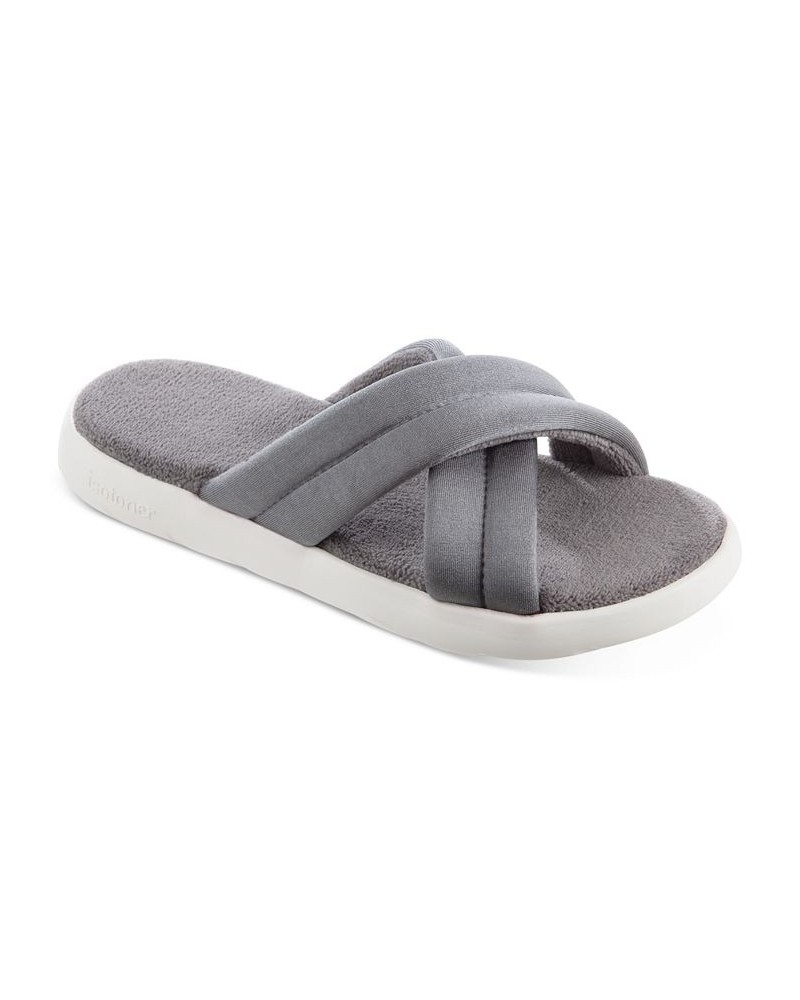 Women's Zenz Satin Pintucked Slide Slip-Ons Gray $19.20 Shoes