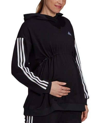 Women's Essentials Maternity 3-Striped Hoodie Black $31.20 Sweatshirts