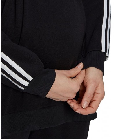 Women's Essentials Maternity 3-Striped Hoodie Black $31.20 Sweatshirts