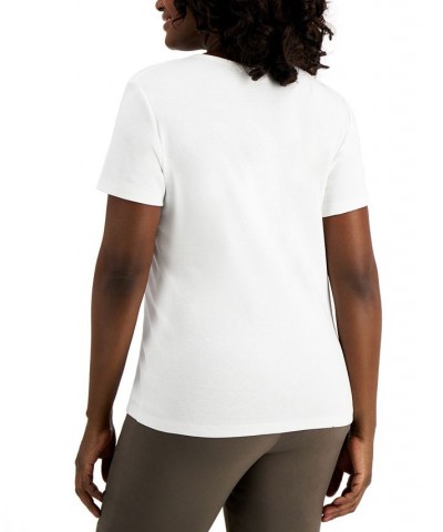 Cotton V-Neck Top Bright White $9.87 Tops