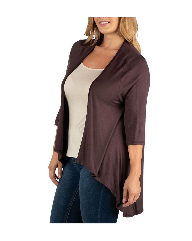 Elbow Length Sleeve Plus Size Open Cardigan White $34.30 Sweaters