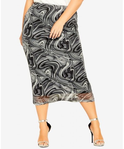 Trendy Plus Size Aria Skirt Black Swirl $35.60 Skirts