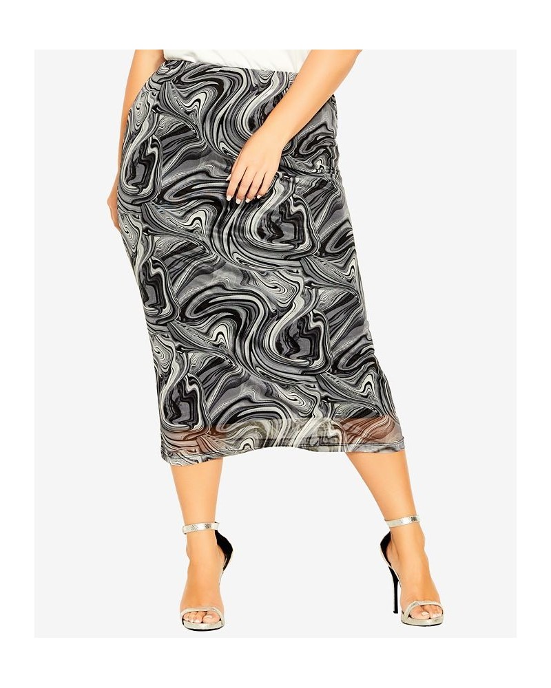 Trendy Plus Size Aria Skirt Black Swirl $35.60 Skirts