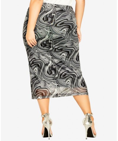 Trendy Plus Size Aria Skirt Black Swirl $35.60 Skirts