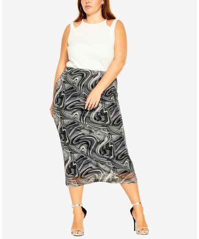 Trendy Plus Size Aria Skirt Black Swirl $35.60 Skirts