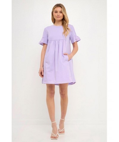 Women's Solid Mini Dress Lilac $29.40 Dresses